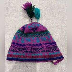 VTG Murry Merkley Colorful Knit Beanie with Tassels EUC
